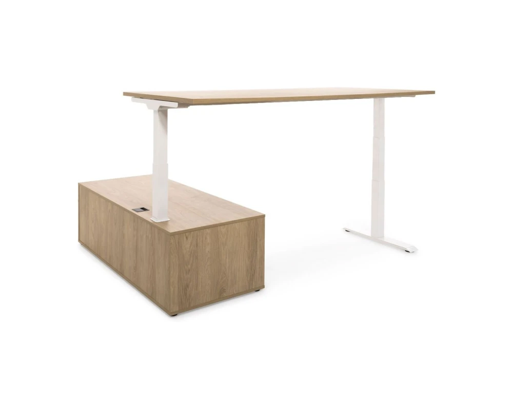 Стол на опорной тумбе DX 190x165x65-130 Skid Гикори/Белый