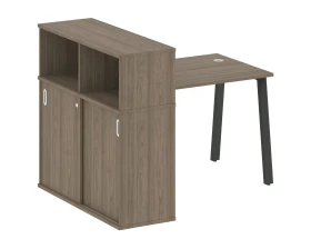Стол письменный на А-образном м/к с опорным шкафом-купе 141x112x109,8 Метал Систем / Metal System images