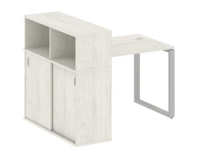 Стол письменный на О-образном м/к с опорным шкафом-купе 141x112x109,8 Метал Систем / Metal System images