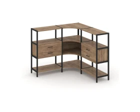 Трехсекционный угловой стеллаж трехярусный с ящиками 1590х1590х1246 Шелф Систем / Shelf System images