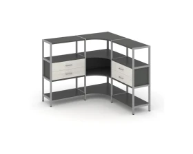 Трехсекционный угловой стеллаж трехярусный с ящиками 1590х1590х1246 Шелф Систем / Shelf System images