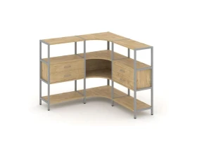 Трехсекционный угловой стеллаж трехярусный с ящиками 1590х1590х1246 Шелф Систем / Shelf System images