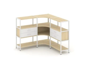 Трехсекционный угловой стеллаж трехярусный с ящиками 1590х1590х1246 Шелф Систем / Shelf System images