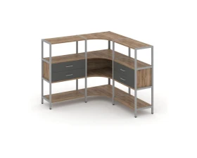 Трехсекционный угловой стеллаж трехярусный с ящиками 1590х1590х1246 Шелф Систем / Shelf System images