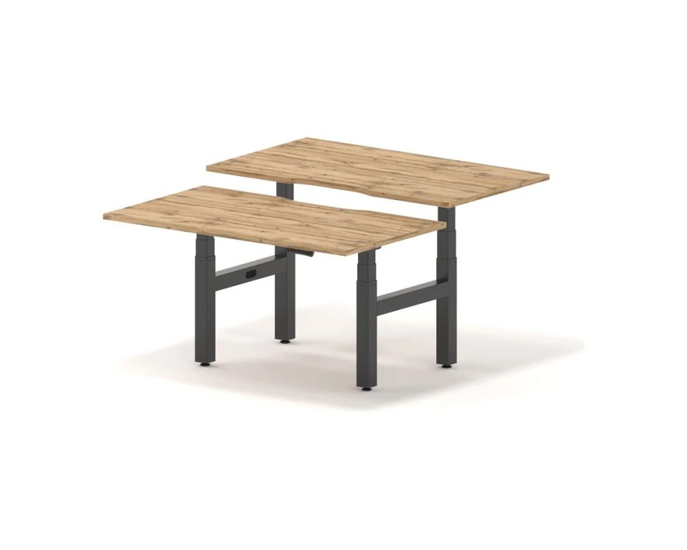 Стол прямой с электроприводом на 2 места, проводник вырезной 138x160x100 Trend (df) Дуб натюрель/Черный